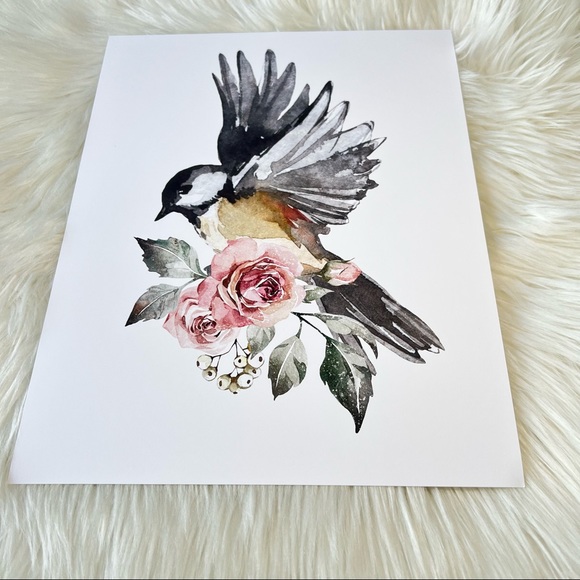 Chickadee Cute Bird Wall Art Print Poster Illustration Unframed - Picture 15 of 16